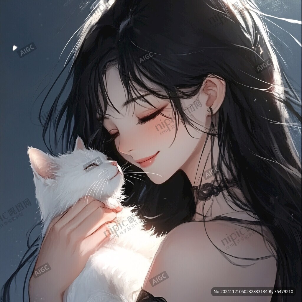 抱猫少女