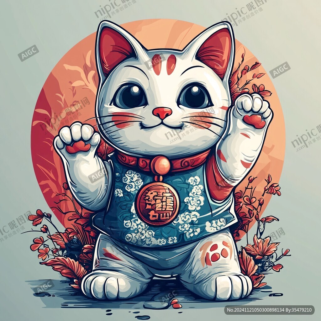 招财猫插画设计