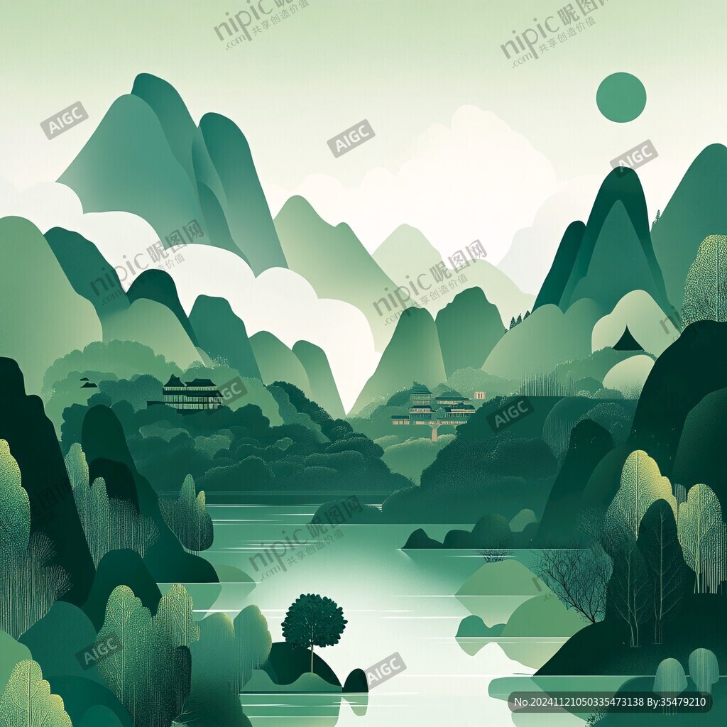 山水包装插画