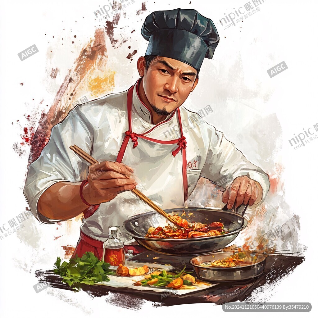 粤菜人物插画