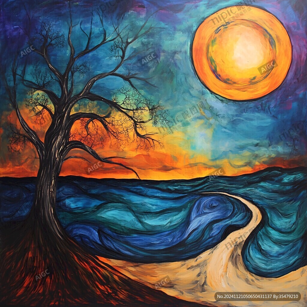 月夜油画