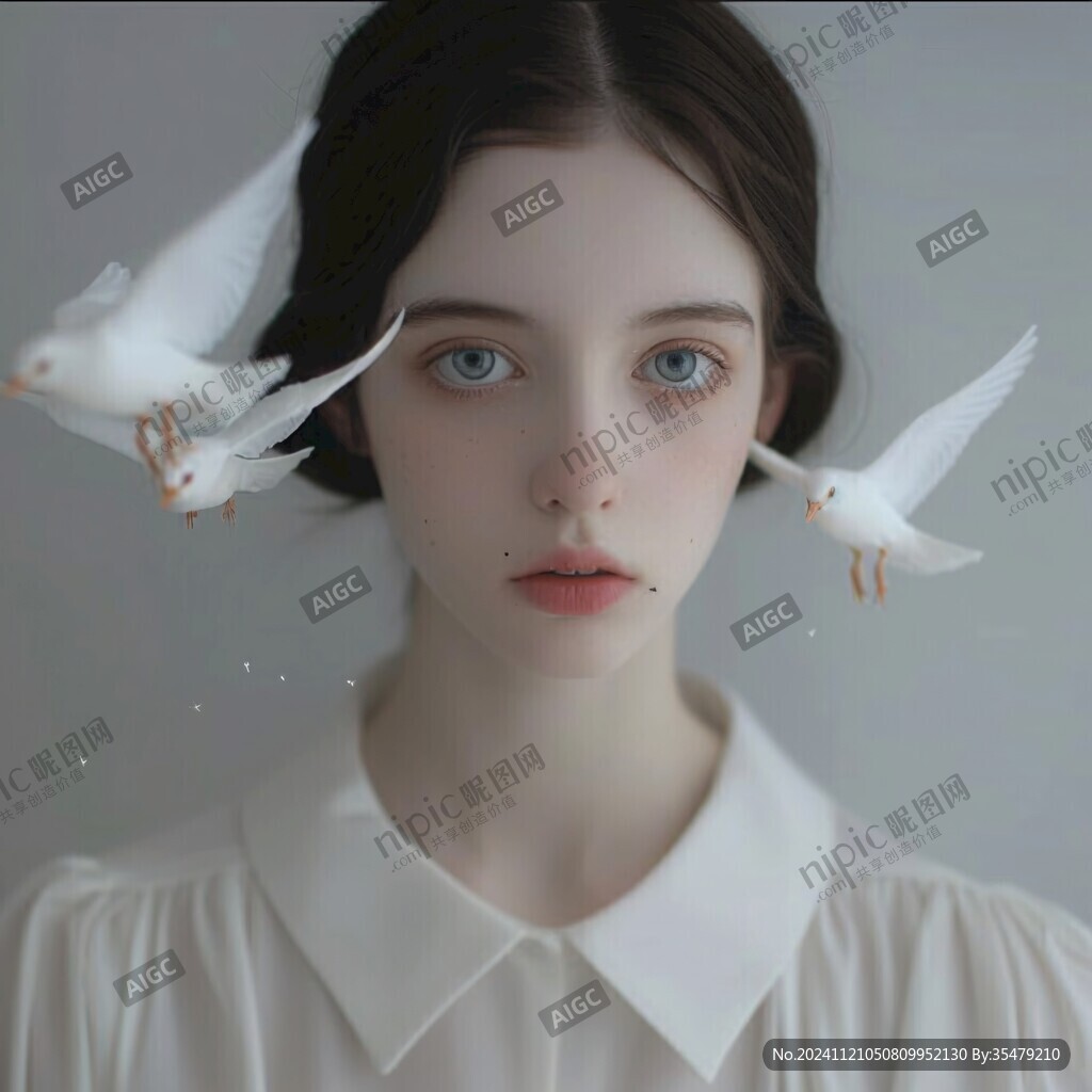少女与仙鹤