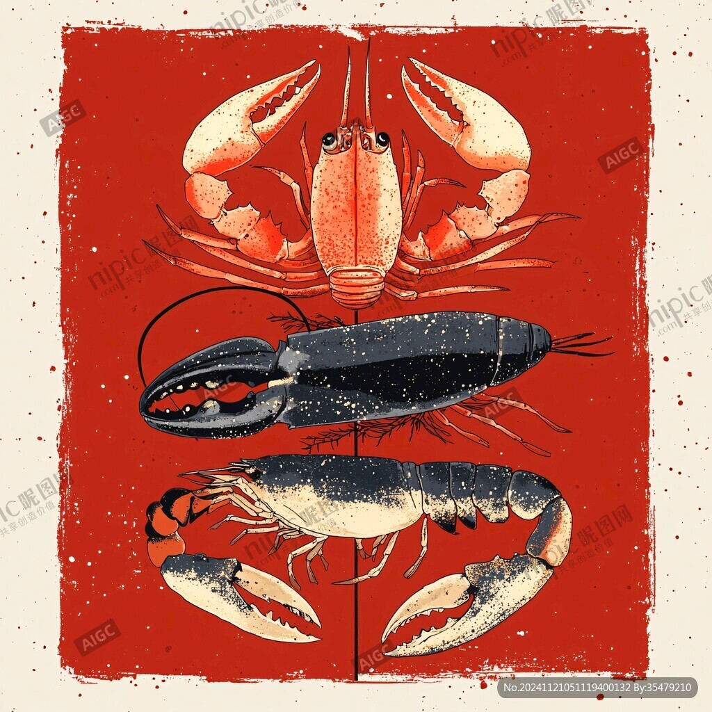 龙虾主题插画