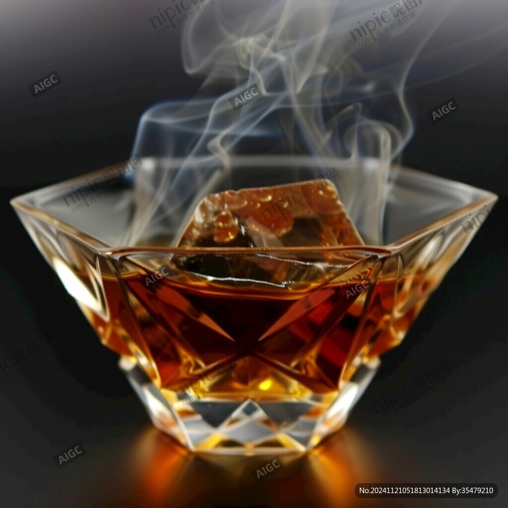 烟雾升腾的酒水