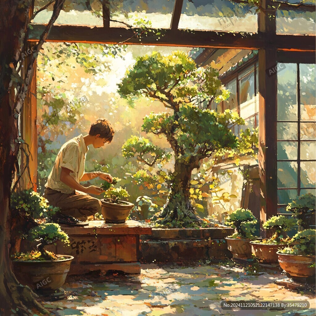 唯美男生插画