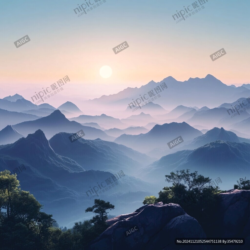 巨幅山水日出
