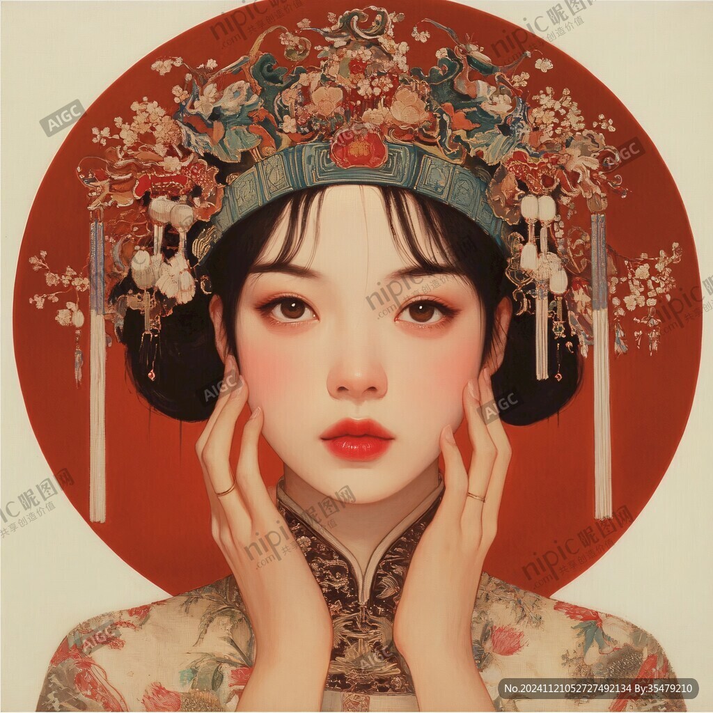 中式新娘插画