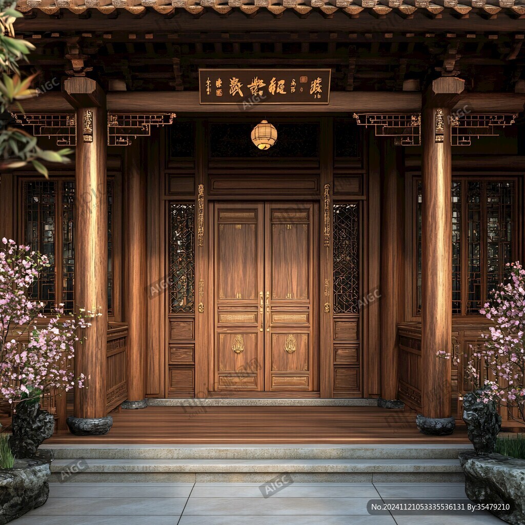 中式建筑紫铜门