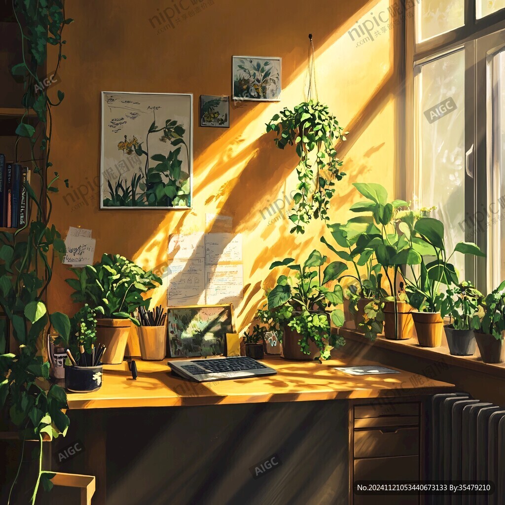 窗台插画