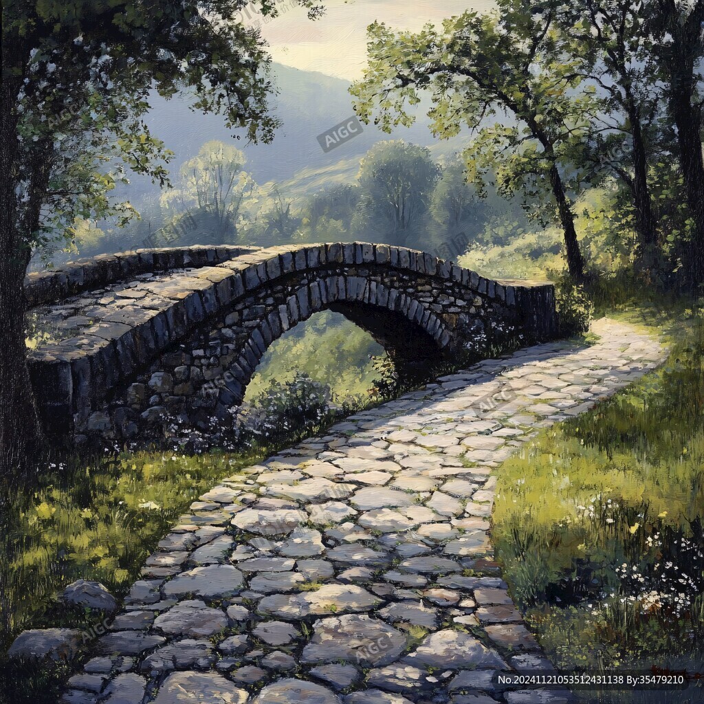 石桥风景画