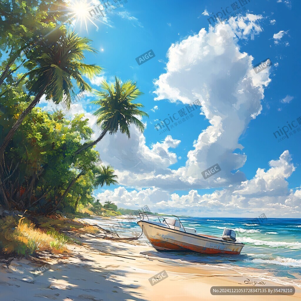海滩风景画