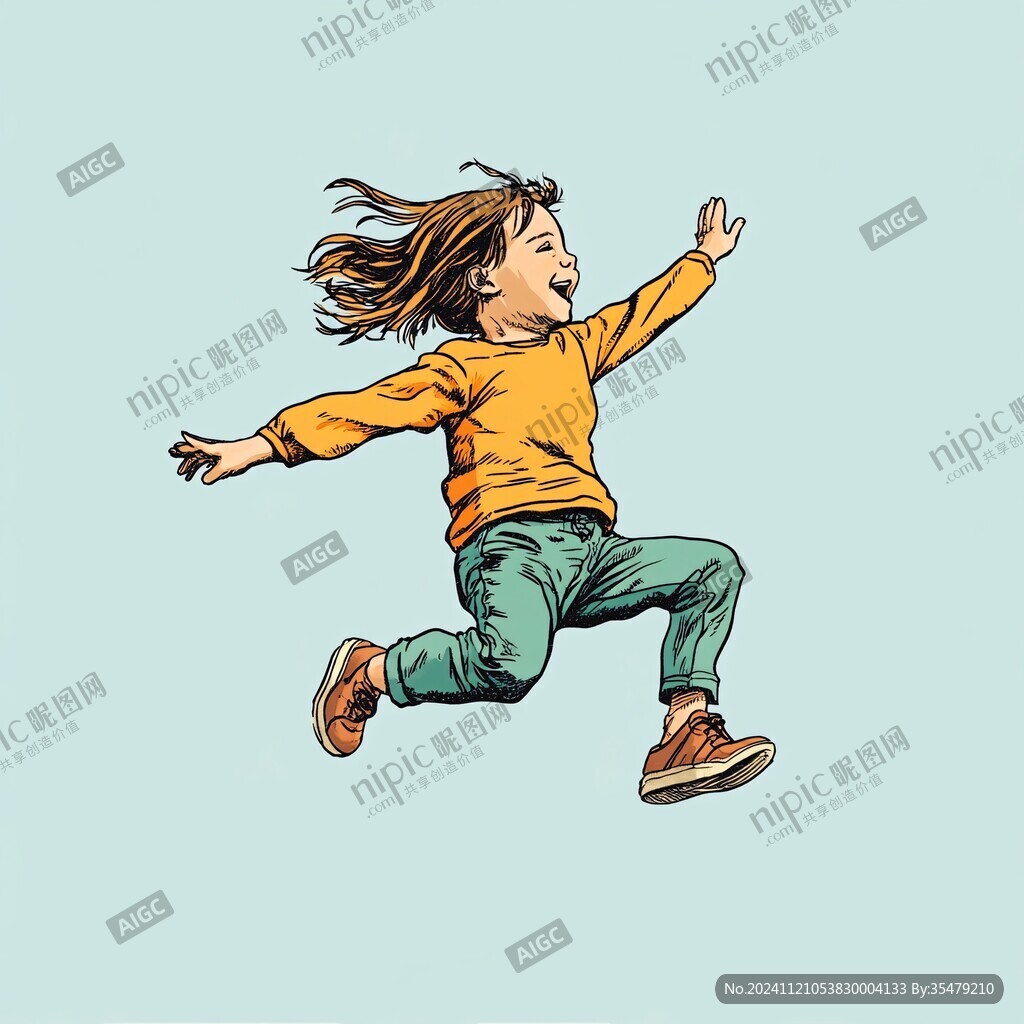 手绘奔跑的少年
