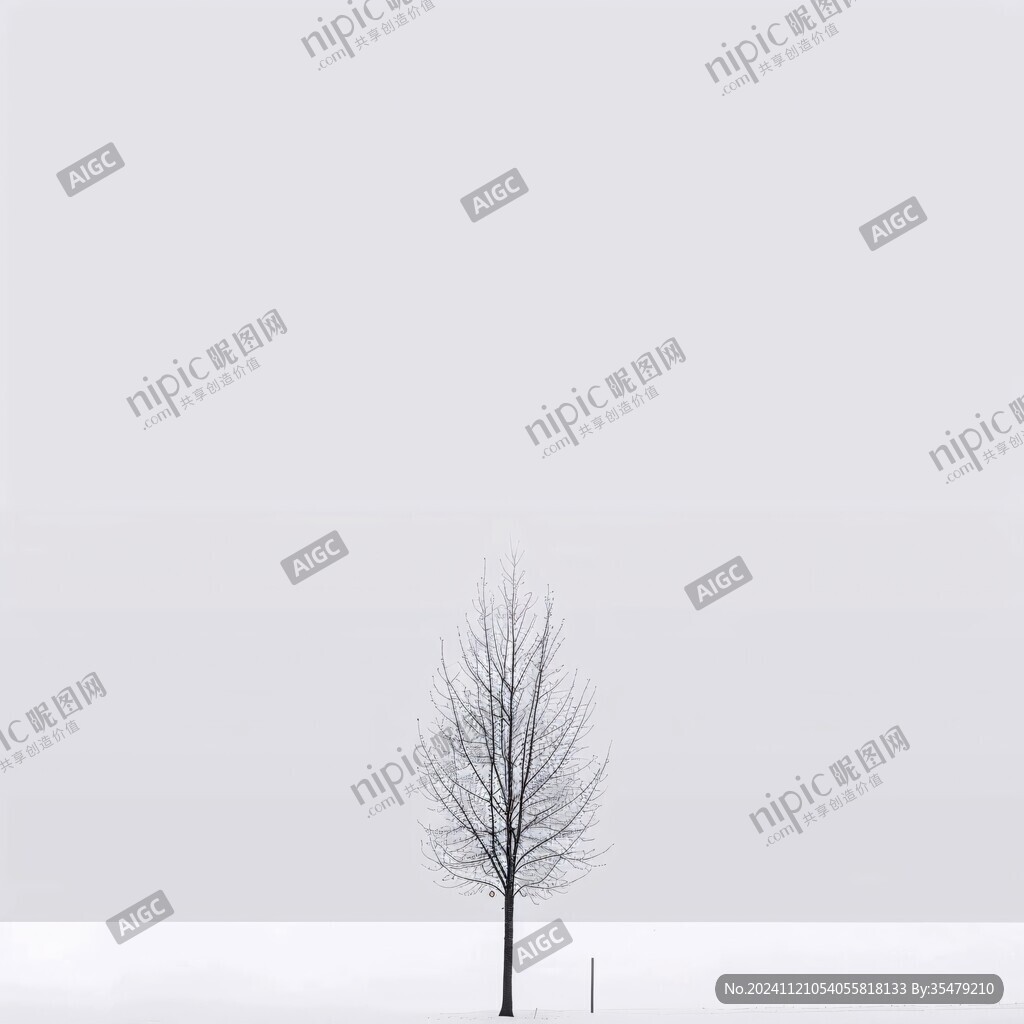 雪地一颗无叶树