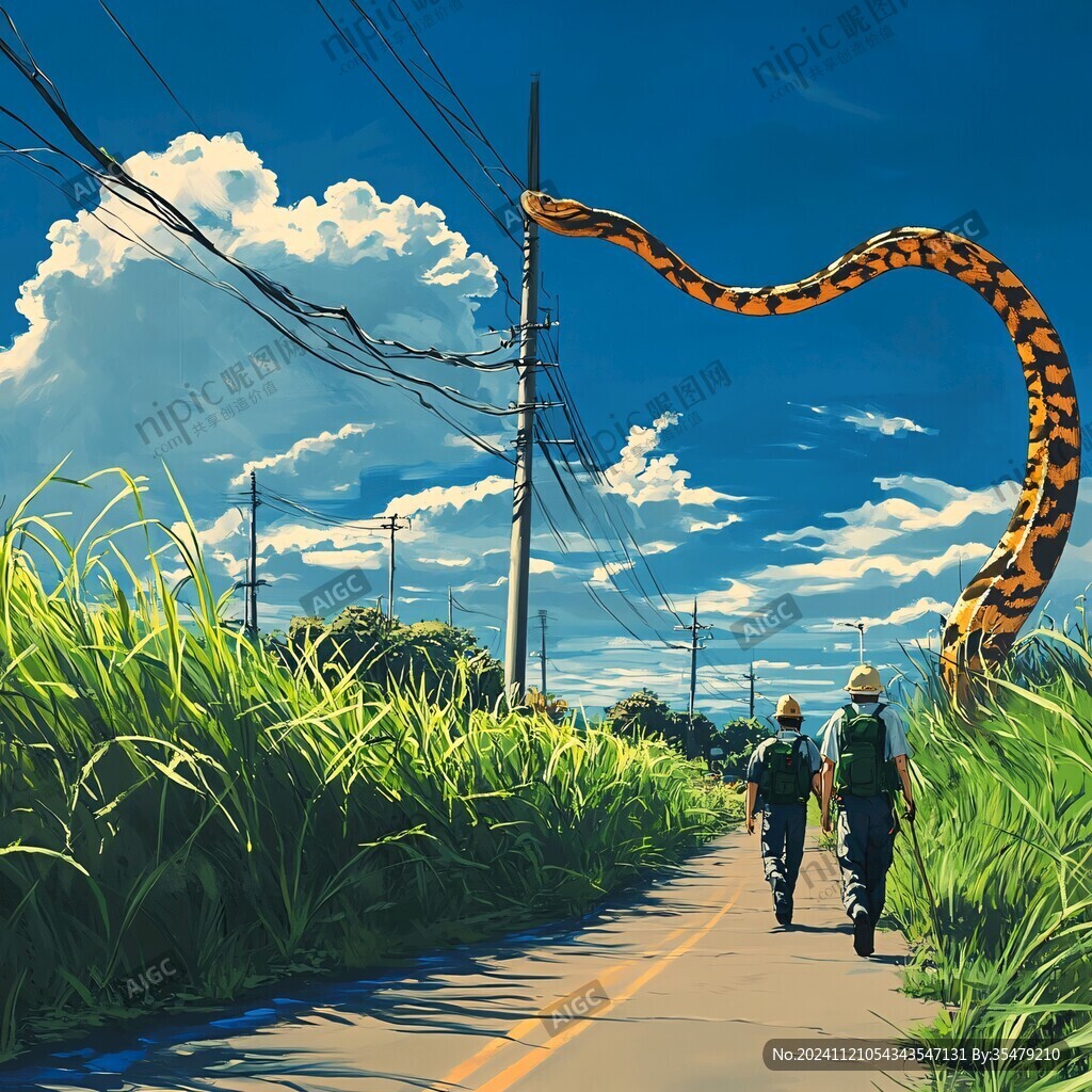 2条蛇插画