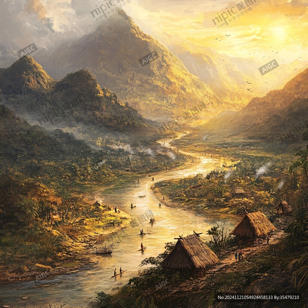 风光人间仙境油画