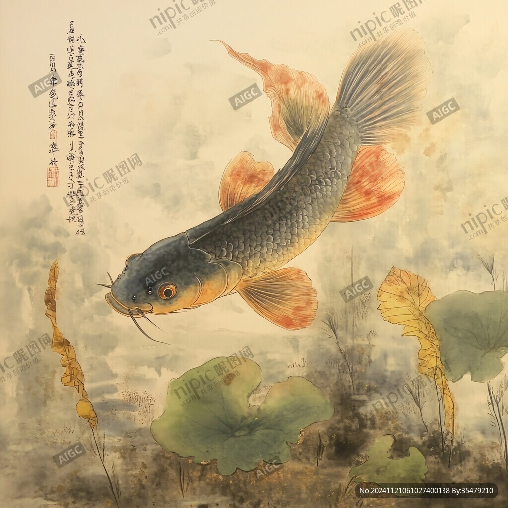 金荷鲤鱼图