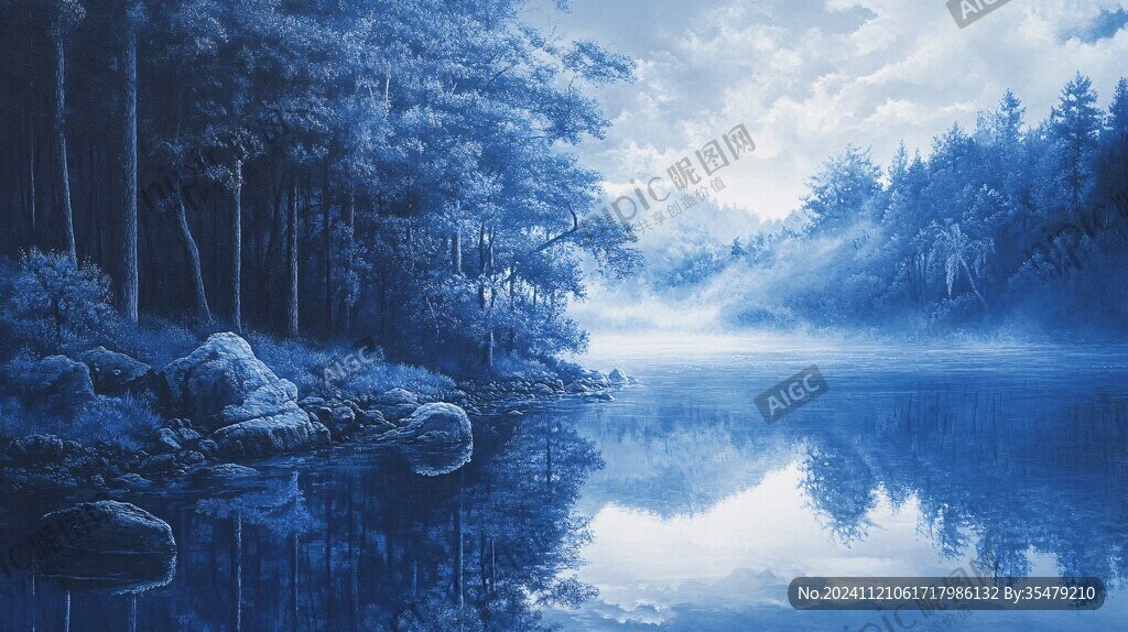 蓝色梦幻山水风情