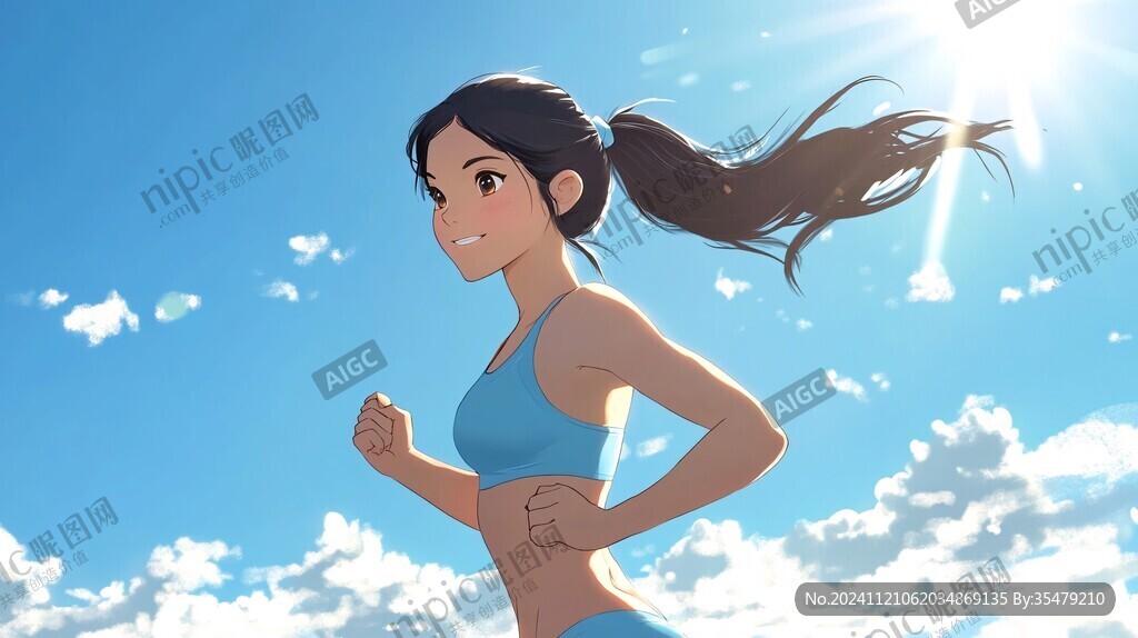 运动女孩插画
