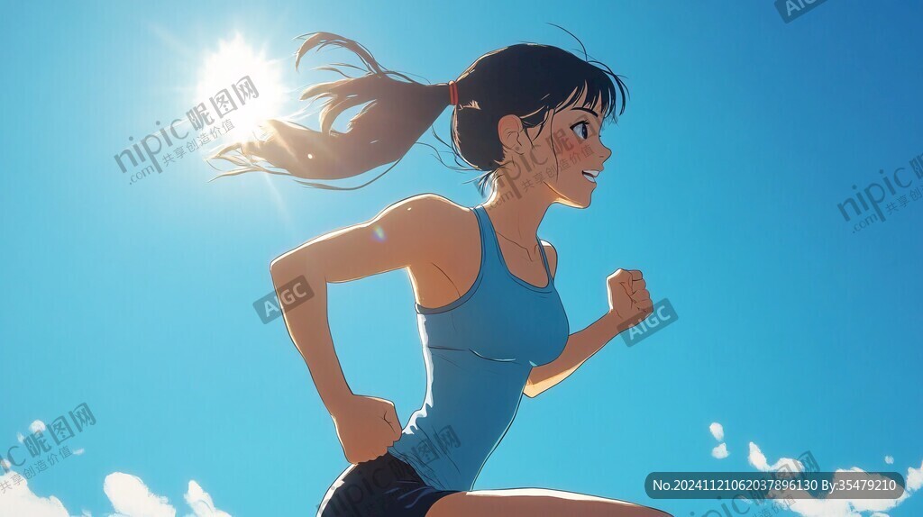 锻炼快走的少女