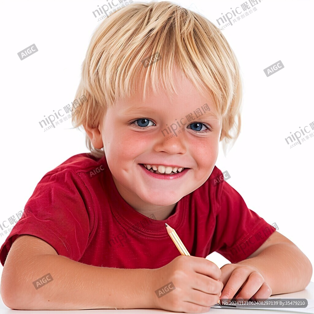 认真写字的小孩