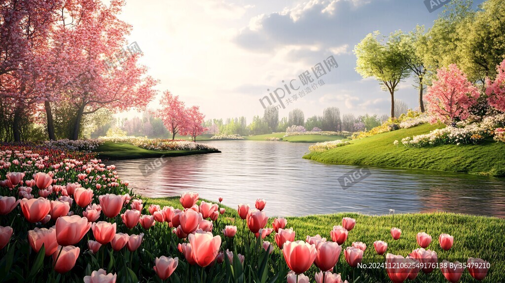 唯美梦幻花田场景