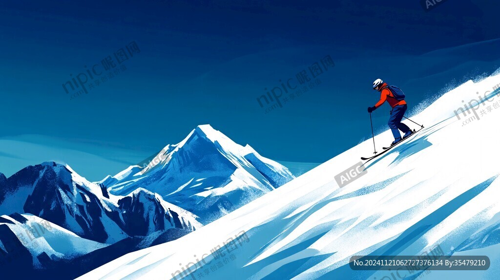 滑雪插画