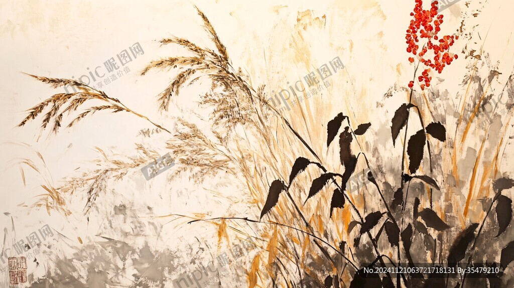 画意芦苇光影背景