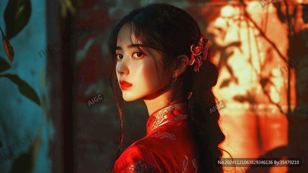 红色汉服少女