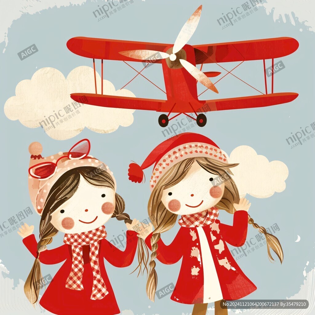 儿童手绘航空插画设计