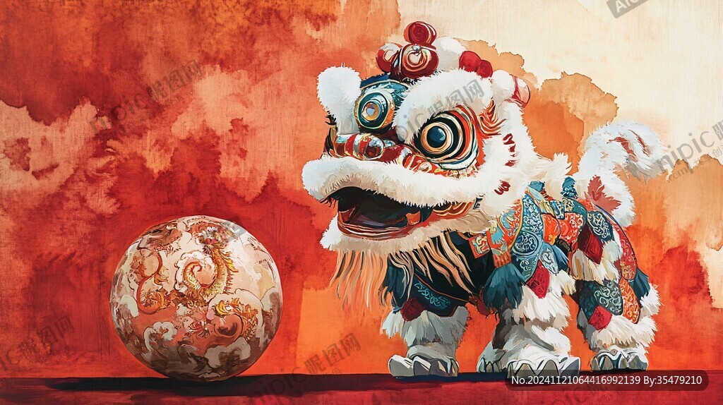 舞狮油画