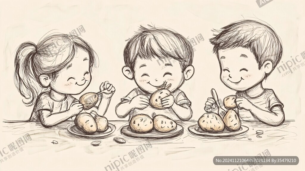 吃面包插画