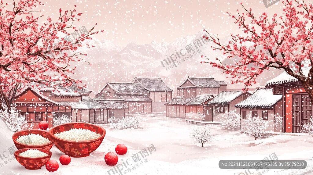 雪景古风插画