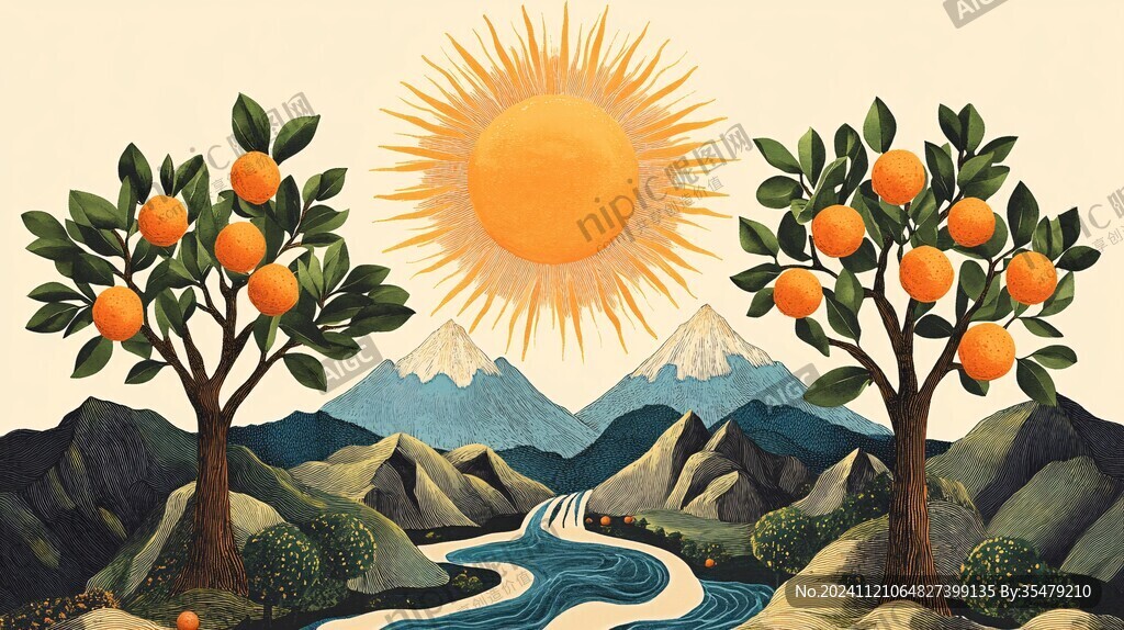 赣南脐橙包装插画