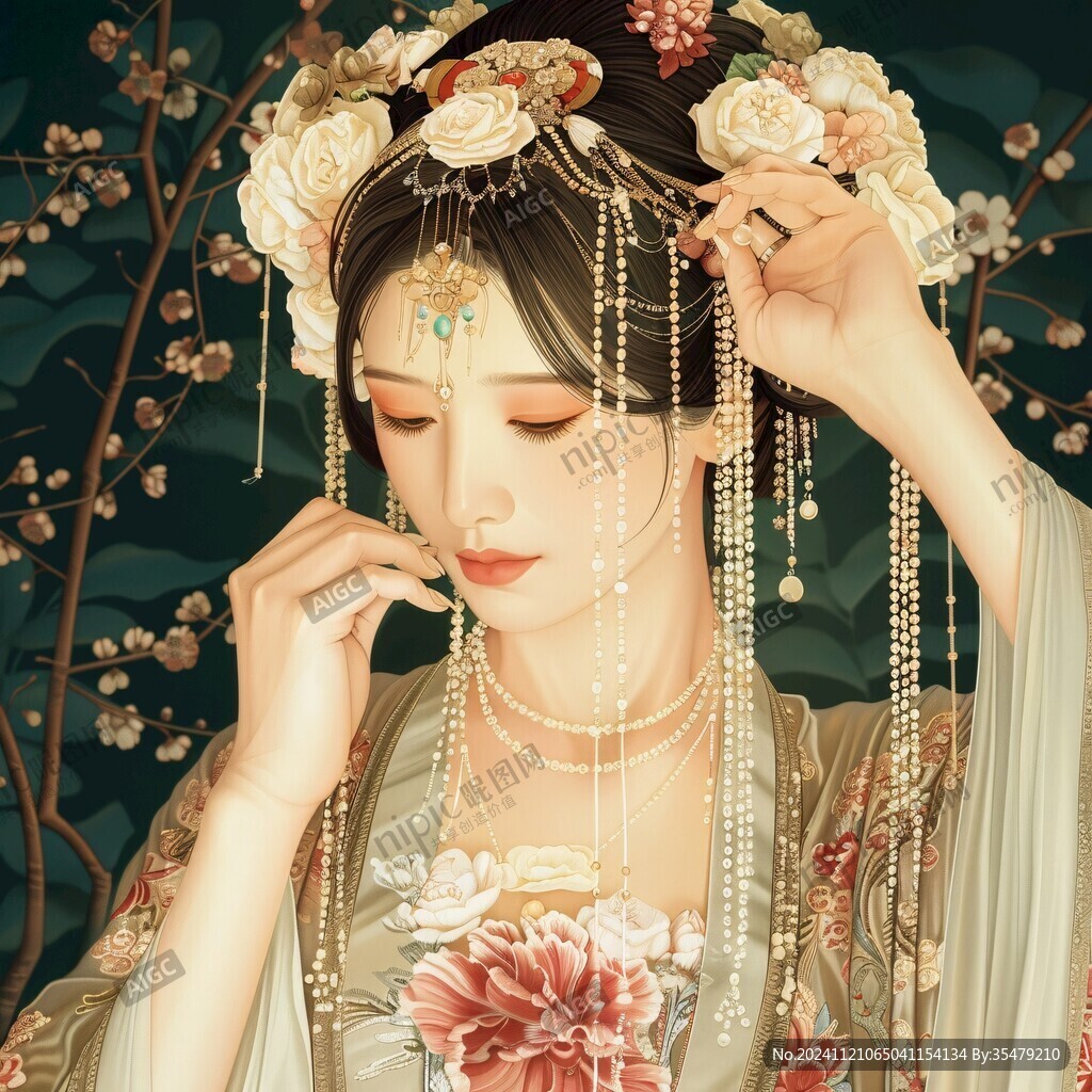古风美女头像插画封面