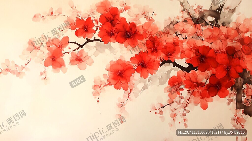 水彩梅花墙纸