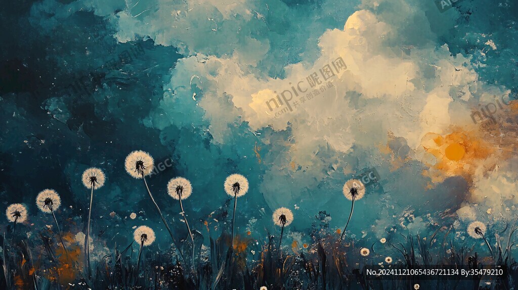手绘梦幻背景装饰画