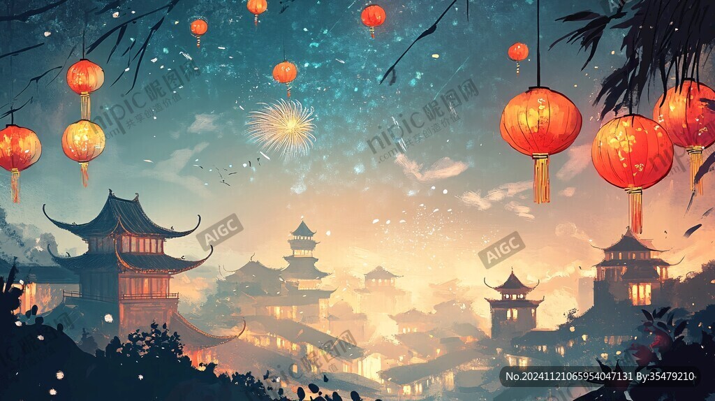 花灯会插画