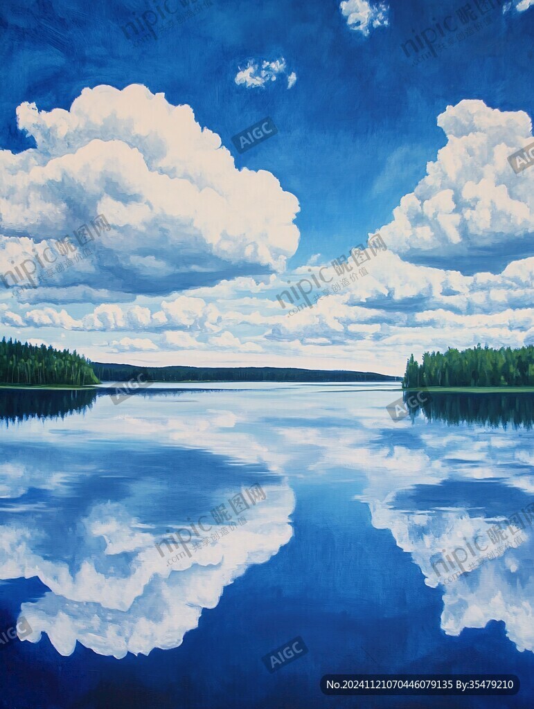 水天一色油画