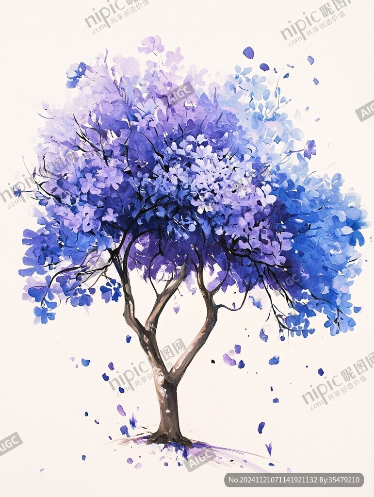 水彩蓝花楹
