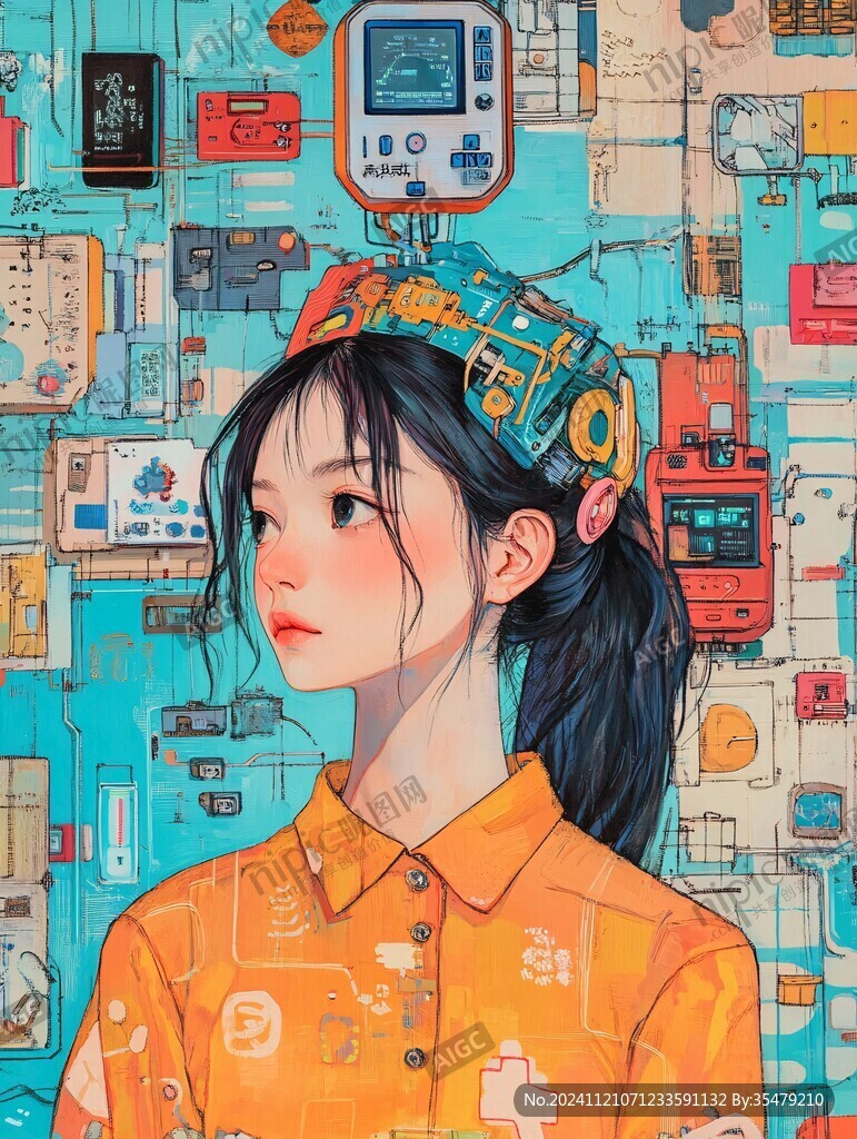 青春风少女插画