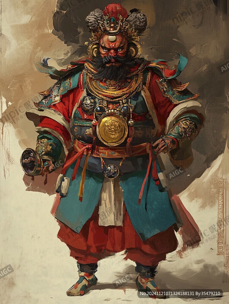 工笔财神爷