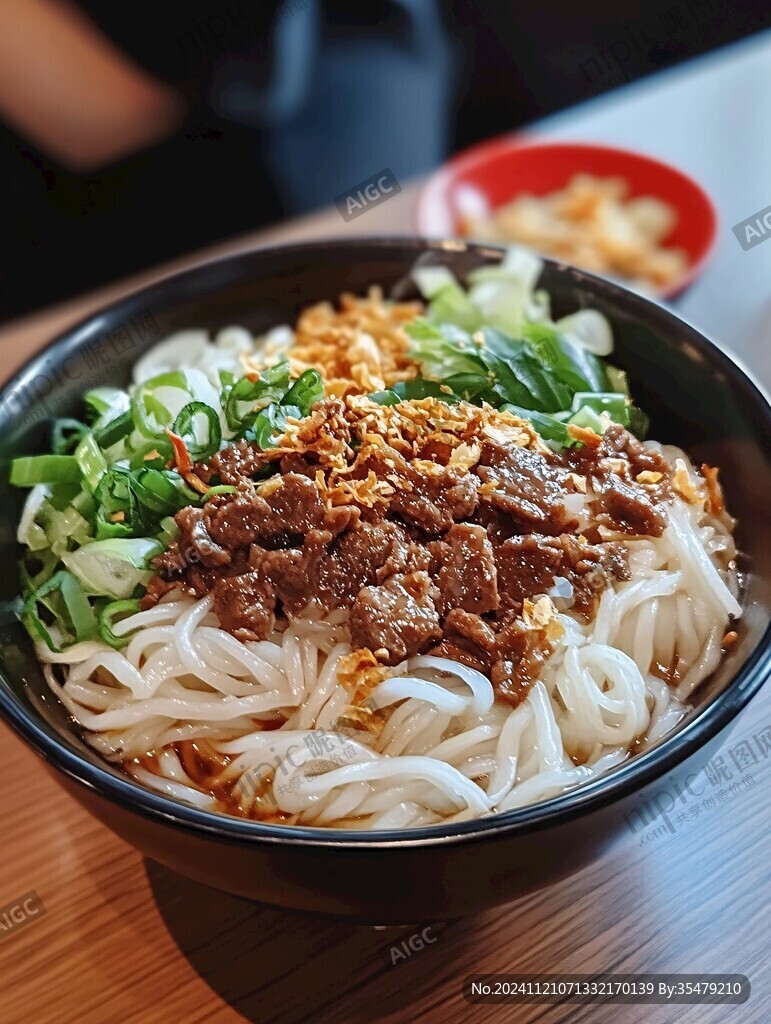 肉沫面特写
