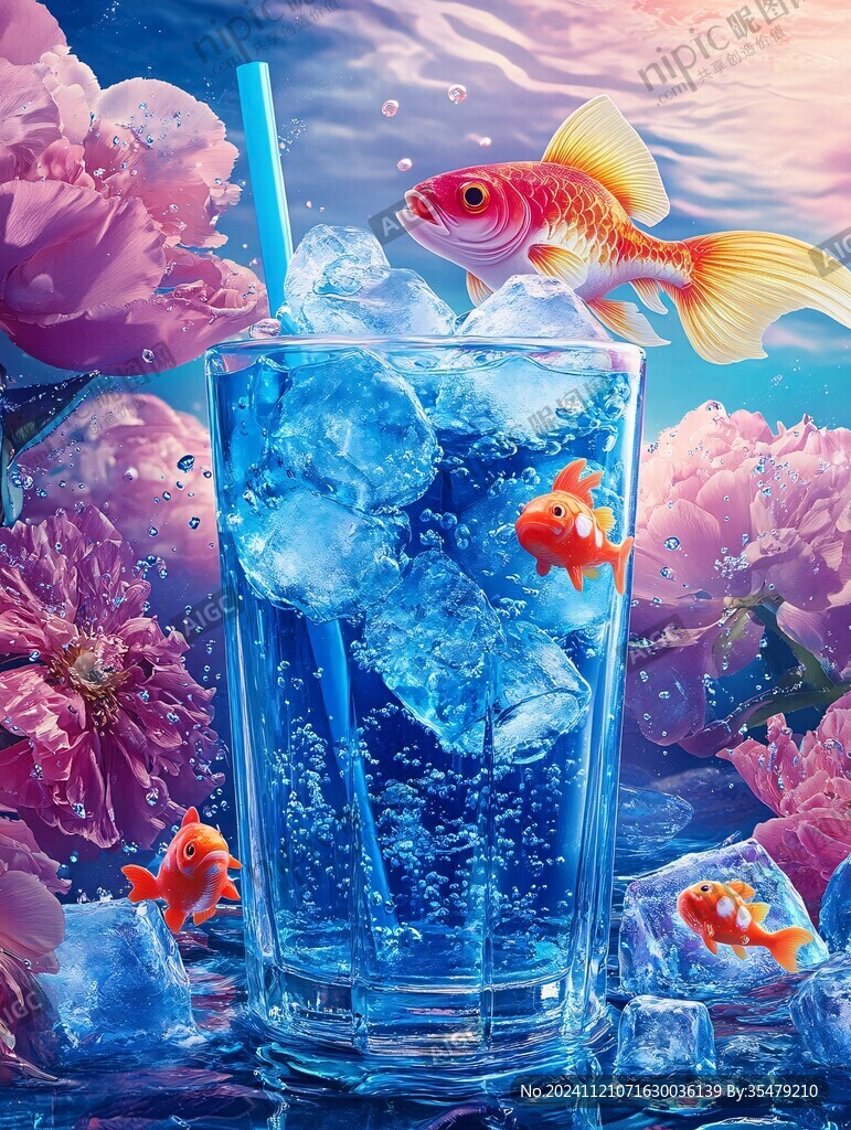 夏天冷饮舍冰水图