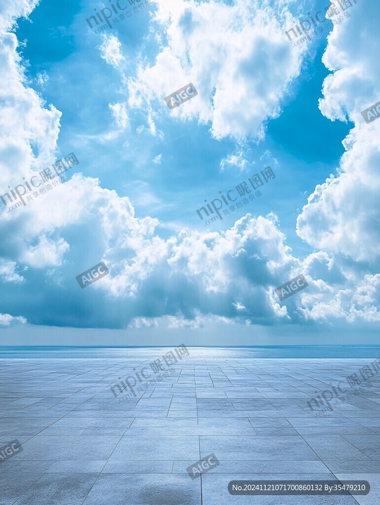 3d云海蓝天地板画