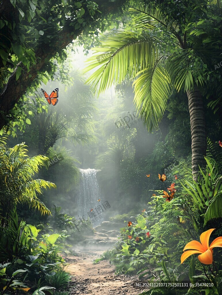 热带雨林花草树木背景