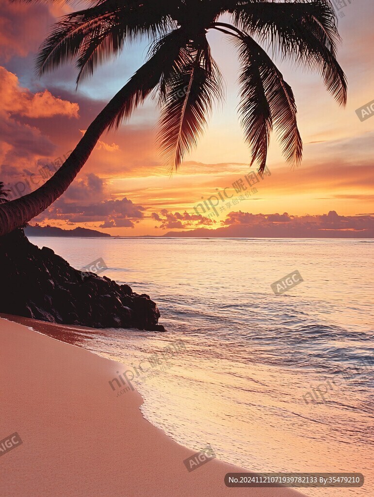 海边夕阳椰树