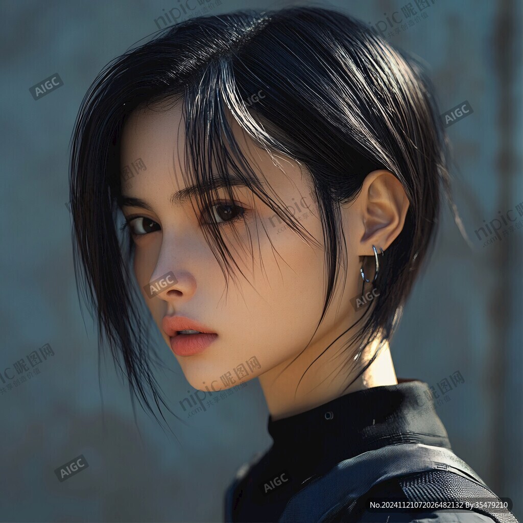 黑色的短头发