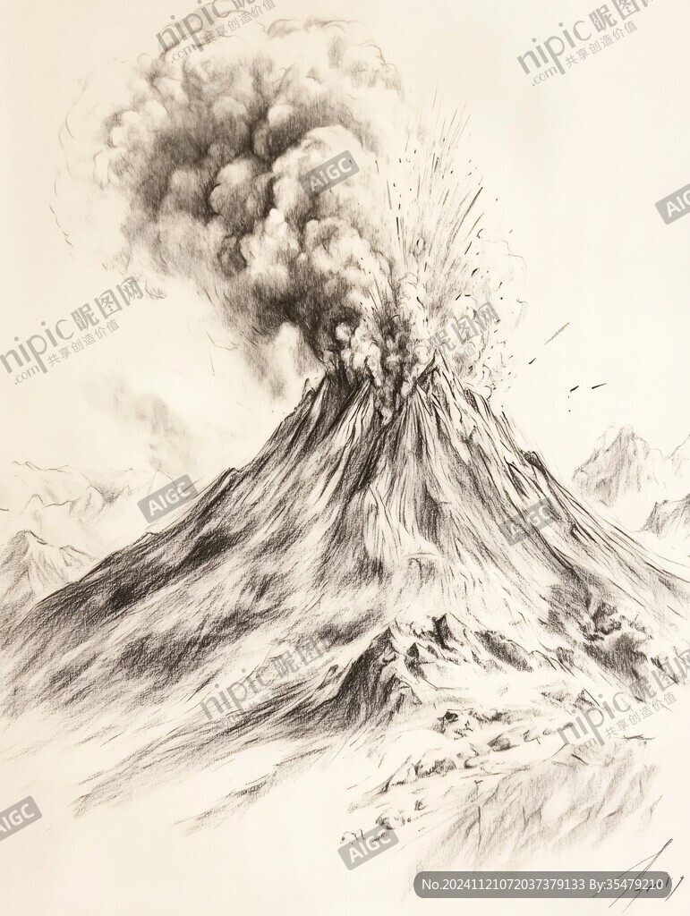 火山立体画