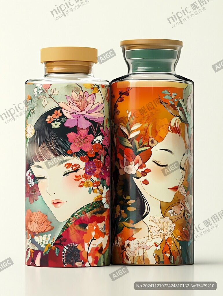 白酒包装仙女插画