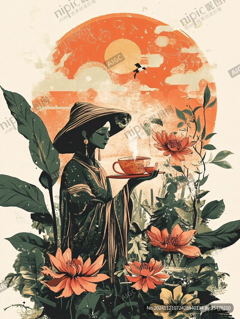 抽象采茶女